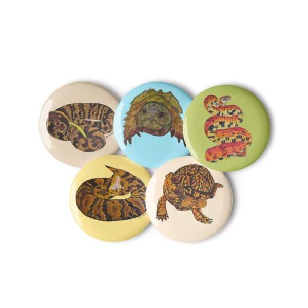 Set of Five Original Artwork pin buttons