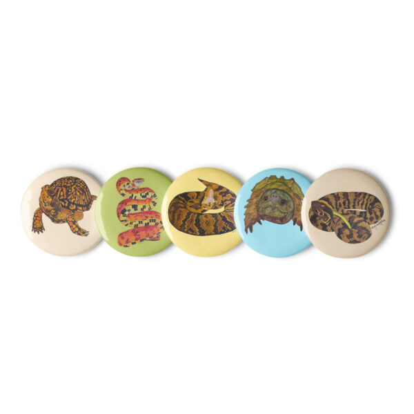 Set of Five Original Artwork pin buttons - Image 2