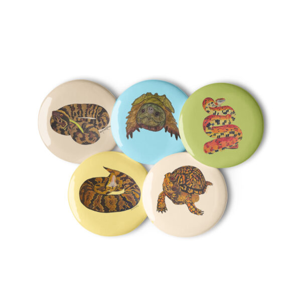 Set of Five Original Artwork pin buttons - Image 4